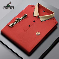 Solid color lapel polo shirt