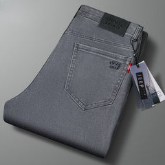 Men's New High-end Straight-leg Loose Stretch High-waisted Jeans