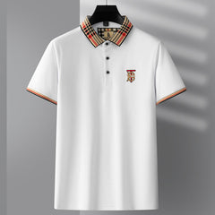 Men's Business Striped Lapel Polo Shirt