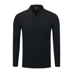 Men's Cotton Long-sleeved Lapel Polo Shirt