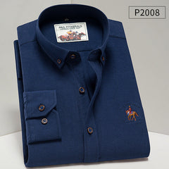 Cotton Plaid Business Embroidered Casual Shirt