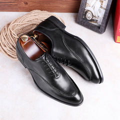 Men's Large Size Cowhide Elegant Business Formal Leather Shoes