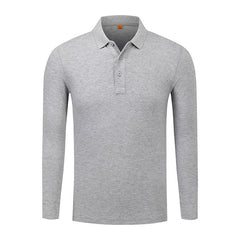 Men's Cotton Long-sleeved Lapel Polo Shirt