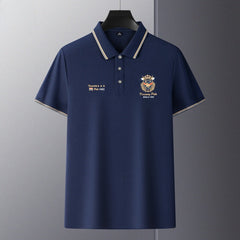 Men's Striped Casual Loose Short Sleeve Polo Shirt