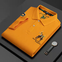 Solid color business embroidered polo shirt