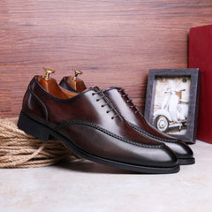 Men's Large Size Cowhide Elegant Business Formal Leather Shoes