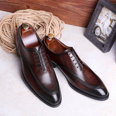 Men's Large Size Cowhide Elegant Business Formal Leather Shoes