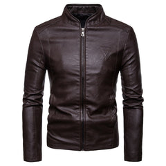 Men's Plus Size Casual All-Match Letter Leather Jacket