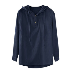 Men's New Summer Cotton and Linen Fashion Casual Hooded Shirt