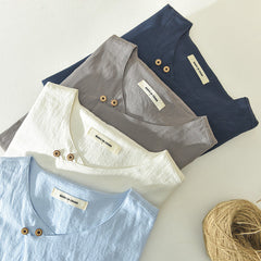 Cotton Linen Comfortable Loose Short-sleeved T-shirt