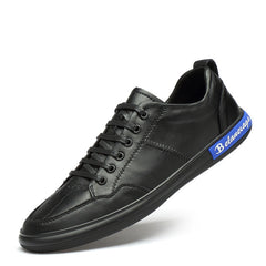 Men's New Style Leather Breathable Low Top Versatile White Shoes