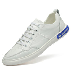 Men's New Style Leather Breathable Low Top Versatile White Shoes