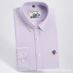 Men's Pure Cotton Business Casual Long-sleeved Striped Shirt