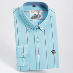 Men's Pure Cotton Business Casual Long-sleeved Striped Shirt