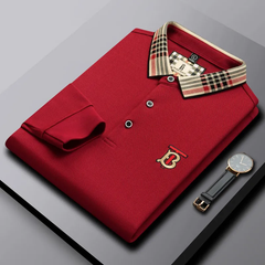 Plaid collar polo shirt