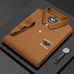 Cotton casual lapel polo shirt