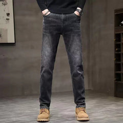 Straight-leg casual stretch-denim jeans
