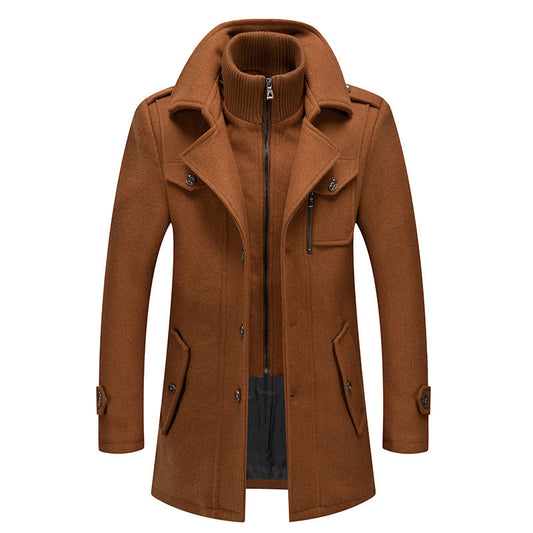 Men's Double Collar Cold Resistant Woolen Coat