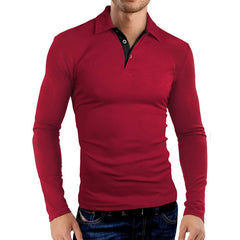 Men's Business Long Sleeve Lapel Polo Shirt