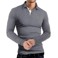 Men's Business Long Sleeve Lapel Polo Shirt