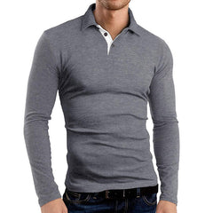 Men's Business Long Sleeve Lapel Polo Shirt
