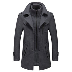 Men's Double Collar Cold Resistant Woolen Coat