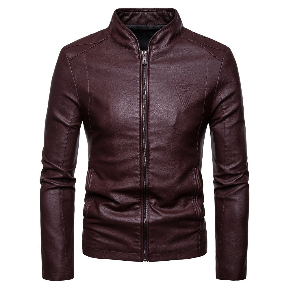 Men's Plus Size Casual All-Match Letter Leather Jacket