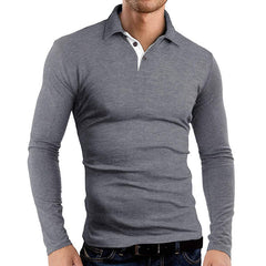 Men's Business Long Sleeve Lapel Polo Shirt