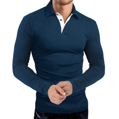 Men's Business Long Sleeve Lapel Polo Shirt