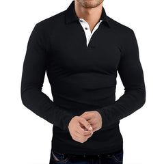 Men's Business Long Sleeve Lapel Polo Shirt