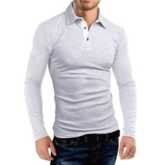 Men's Business Long Sleeve Lapel Polo Shirt