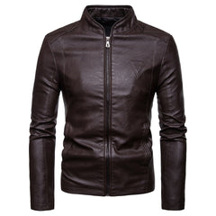Men's Plus Size Casual All-Match Letter Leather Jacket