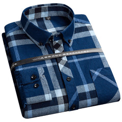 Men's plaid cotton casual loose inch shirt