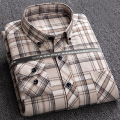 Men's plaid cotton casual loose inch shirt