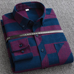 Men's plaid cotton casual loose inch shirt