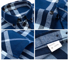 Men's plaid cotton casual loose inch shirt