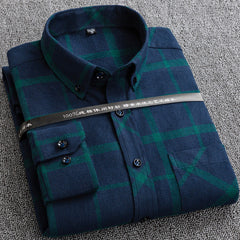Men's plaid cotton casual loose inch shirt