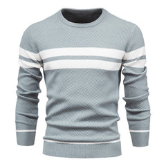 Men's Casual Striped Color Block Crew Neck Sweater