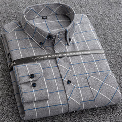 Men's plaid cotton casual loose inch shirt