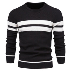 Men's Casual Striped Color Block Crew Neck Sweater