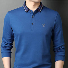 Elk embroidered cotton knit polo shirt [4 colors]