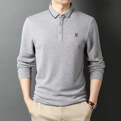 Men's Cotton Striped Embroidered Polo Shirt