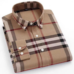 100% Cotton Business Casual Plaid Shirt