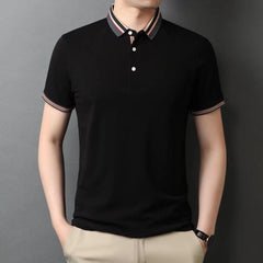 Simple Striped Lapel Polo Shirt