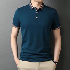 Simple Striped Lapel Polo Shirt