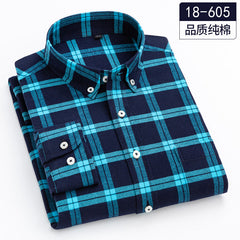 Men's 100% Cotton Long Sleeve Plaid Shirt
