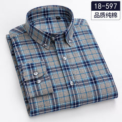 Men's 100% Cotton Long Sleeve Plaid Shirt