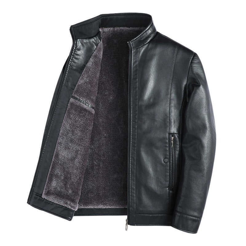 Fax Leather Zipper Pocket Jacket