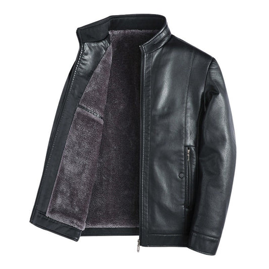Fax Leather Zipper Pocket Jacket