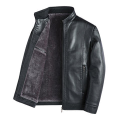 Fax Leather Zipper Pocket Jacket